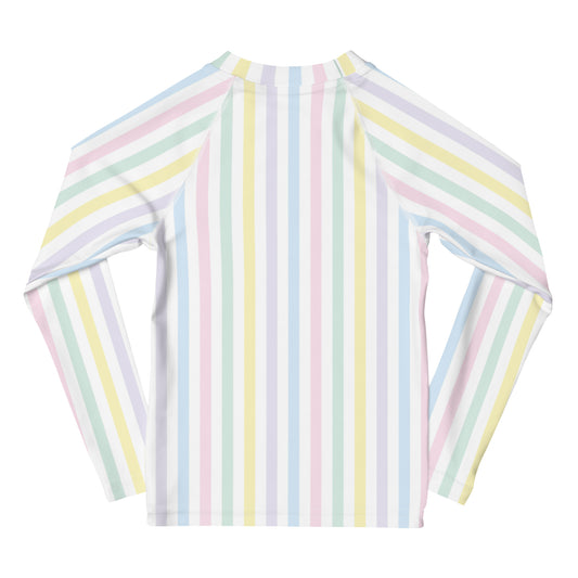 YMT classics kids long sleeve rash guard swim top UPF50 by day pastel.