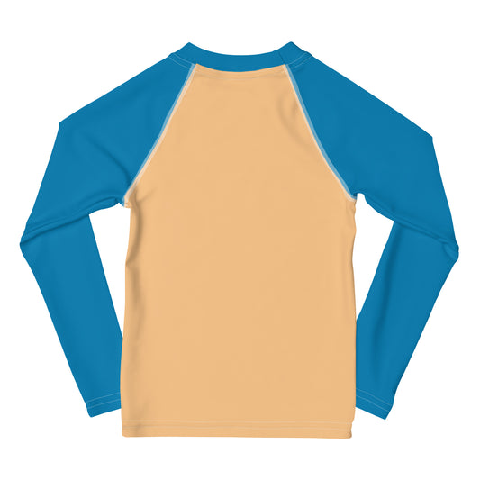 YMT classics kids long sleeve rash guard swim top UPF50 by night blue yellow.